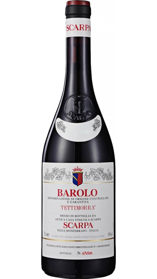 Bottle of Scarpa Tettimorra Barolo 2015 wine 750 ml