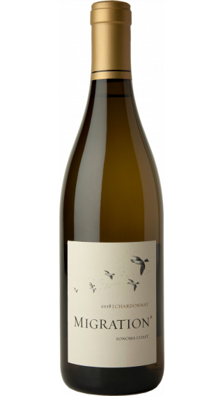 Bottle of Duckhorn Migration Sonoma Coast Chardonnay 2018 wine 750 ml