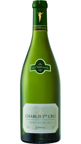 Bottle of La Chablisienne Chablis Premier Cru Mont de Milieu 2021 wine 750 ml